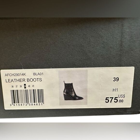 NWT! The KOOPLES $575 Topstiched Leather Wedge Ankle Boots Silver Detail EU 39 - Picture 14 of 16